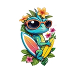 Lézard Fleurs Planches Lunettes transfert thermocollant impression dtf flex textile