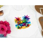 Summer Vibes Rainbow Palmiers transfert thermocollant impression dtf flex textile t-shirt top pull sweat débardeur homme femme enfant jeans veste