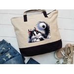 Chat Allongé Noir Blanc Transfert Thermocollant Impression dtf flex textile sac shopping dos mains voyage plage sport