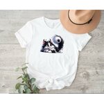 Chat Allongé Noir Blanc Transfert Thermocollant Impression dtf flex textile t-shirt femme enfant homme pull top veste jeans sweat