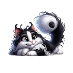 Chat Allongé Noir Blanc Transfert Thermocollant Impression dtf flex textile