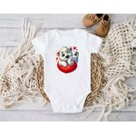 Ours Allongé Coeurs transfert thermocollant impression dtf flex textile body bébé t-shirt enfant vêtement layette