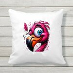 Tête Flamant Rose Humour transfert thermocollant impression dtf flex textile coussin oreiller accessoires déco