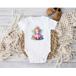 Fée Lotus transfert thermocollant flex textile body vêtement enfant bébé fille garçon