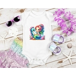 Sirène Hippocampe transfert thermocollant flex textile body vêtement enfant bébé garçon fille