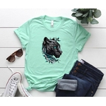 Tête Panthère Noire Feuilles transfert thermocollant flex textile t-shirt homme femme sweat pull short veste jeans