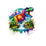 Dinosaure Paysage Montagnes transfert thermocollant flex textile