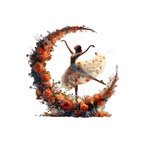 Danseuse Lune Fleurs transfert thermocollant flex textile