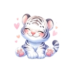 Bébé Tigre Blanc Coeurs transfert thermocollant flex textile