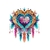 coeur plumes attrape-rêve impression dtf flex textile