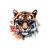 Tête Tigre lunettes Fleurs impression dtf flex textile