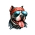 Chien Staff Lunettes Impression DTF transfert Thermocollant flex textile