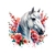 tête cheval blanc fleurs transfert thermocollant impression dtf flex textile