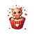 chat cupcake coeur transfert thermocollant impression dtf flex textile