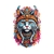 chat guerrier transfert thermocollant impression dtf flex textile