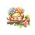 chien dort branche fleurs transfert thermocollant impression dtf flex textile