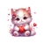 chaton blanc coeurs transfert thermocollant impression dtf flex textile