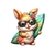 lapin lunettes planche surf transfert thermocollant impression dtf flex textile