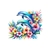 deux dauphins fleurs transfert thermocollant impression dtf flex textile