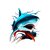 requin bleu rouge transfert thermocollant impression dtf flex textile