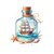 bouteille bateau coquillages transfert thermocollant impression dtf flex textile