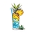 verre cocktail bleu ananas transfert thermocollant impression dtf flex textile