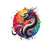 Dragon cercle couleurs transfert thermocollant impression dtf flex textile