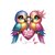 oiseaux coeur love transfert thermocollant impression dtf flex textile