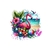 flamant plage lunettes tongs transfert thermocollant impression dtf flex textile