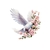 colombe vol fleurs transfert thermocollant impression dtf flex textile