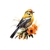 oiseau jaune fleurs transfert thermocollant impression dtf flex textile