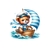 ourson marin bateau transfert thermocollant impression dtf flex textile
