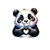 Panda coeur transfert thermocollant impression DTF flex textile