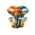 Elephant paysage savane transfert thermocollant impression DTF flex textile