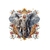 Elephant fleurs bijoux transfert thermocollant impression DTF flex textile