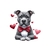 Chien allongée coeurs transfert thermocollant impression dtf flex textile