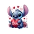 stitch coeurs love transfert thermocollant impression dtf flex textile