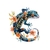 Lézard bleu fleurs transfert thermocollant impression dtf flex textile