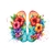 Tongs Fleurs Transfert thermocollant impression dtf flex textile