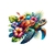 Tortue Mer Fleurs Hibiscus transfert thermocollant impression dtf flex textile