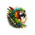 Perroquet Plumes Bleu vert Rouge transfert thermocollant impression dtf flex textile