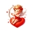 Cupidon Coeur transfert thermocollant impression dtf flex textile