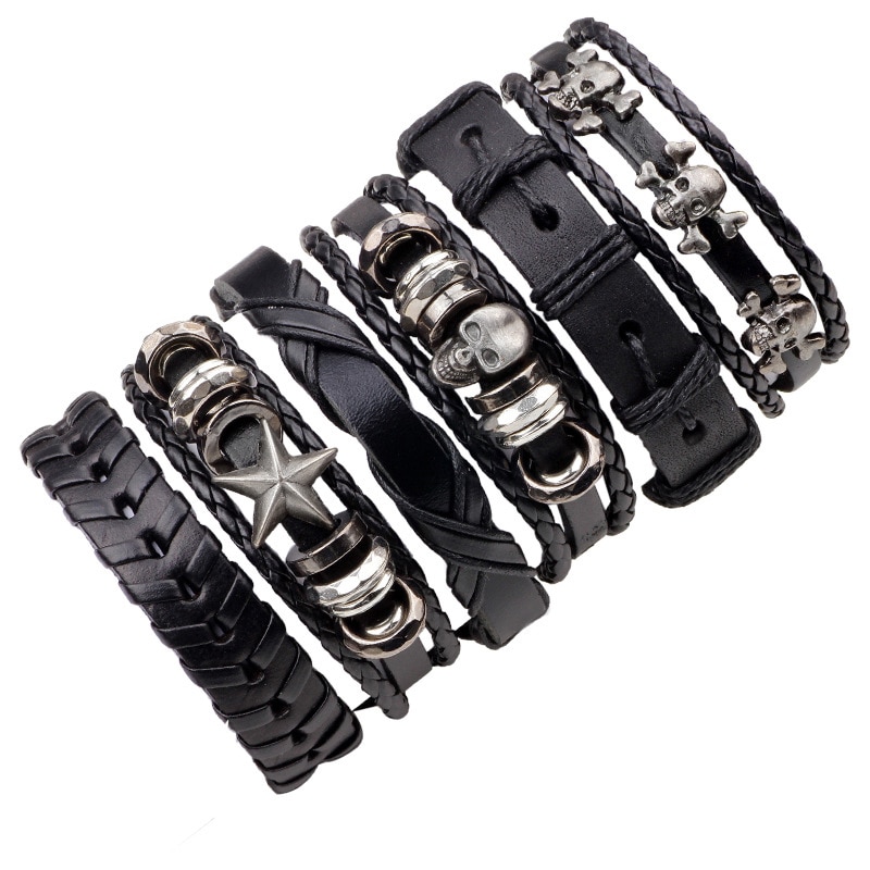 1-ensemble-5-6-pi-ces-Punk-Rock-cr-ne-toile-Multi-Bracelet-breloques-pour-femmes