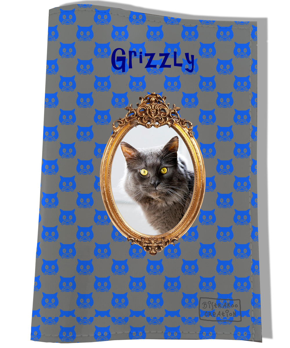 Etui passeport pour chat, protège carnet de santé, chats gris et bleu, nom  brodé - Un grand marché