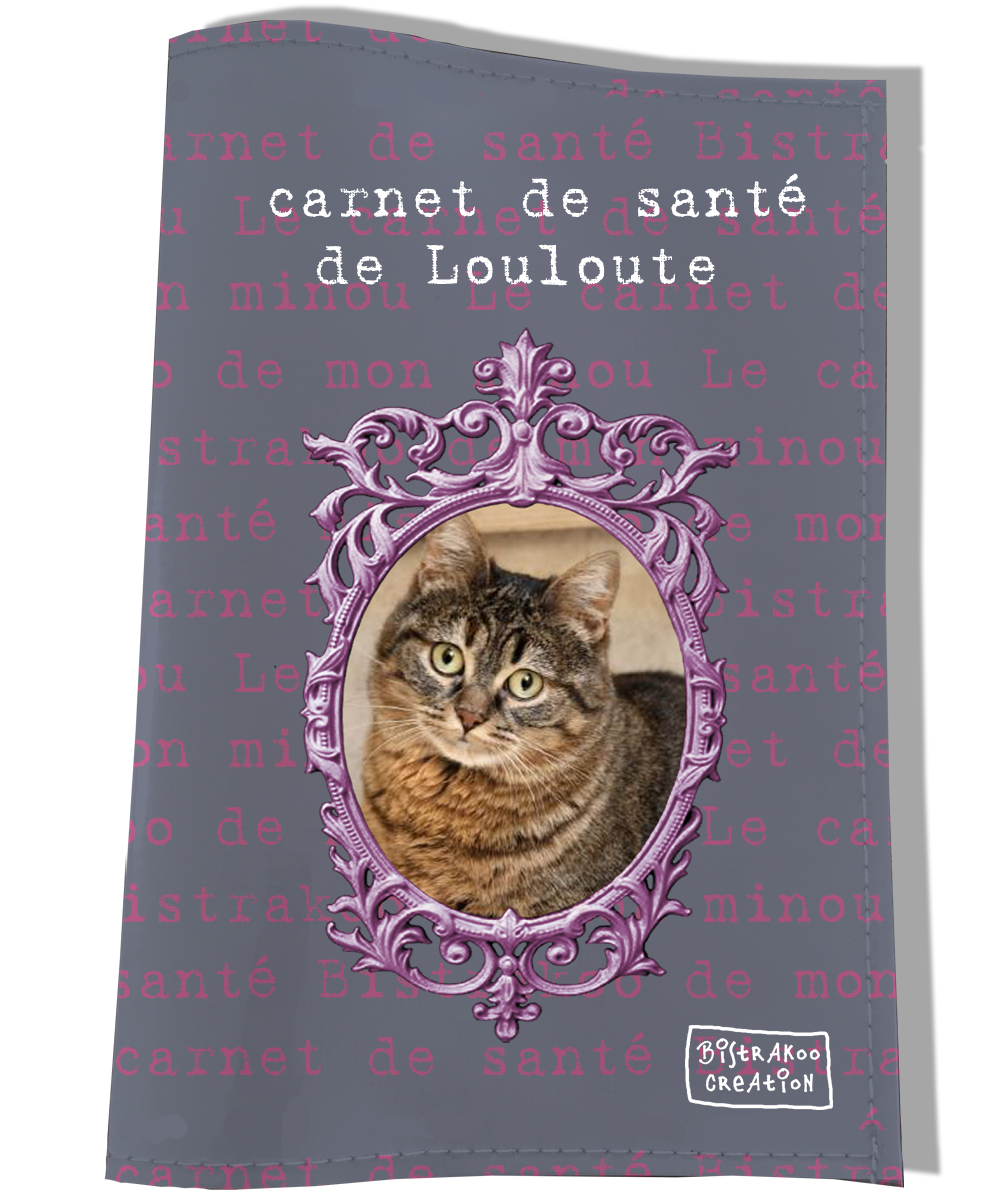 Couverture de carnet de santé pour chats, etui passeport, nom brodé  patchwork de chats noirs fond ecru - Un grand marché