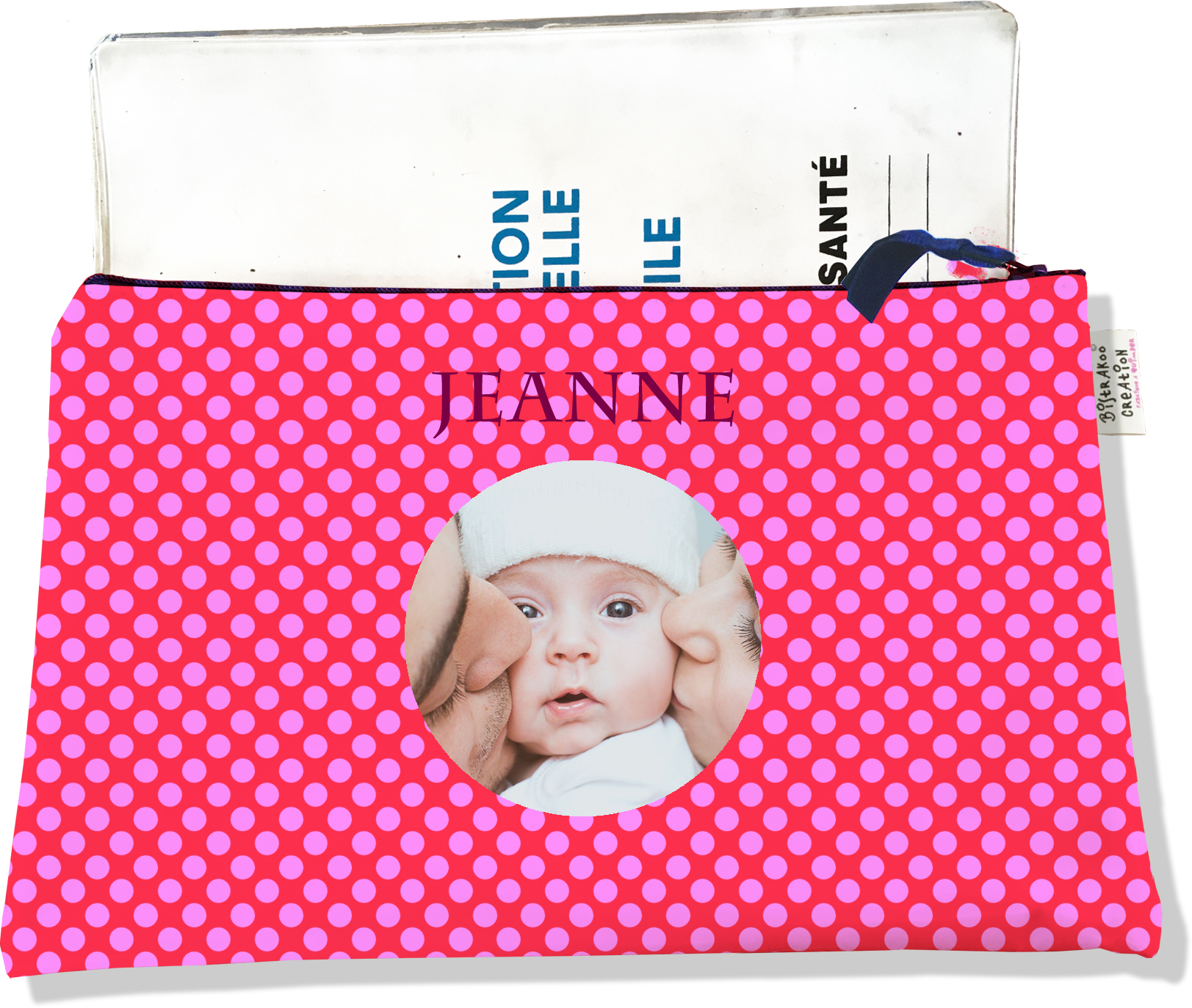 Protege carnet de sante bebe enfant personnalise pour Fille avec