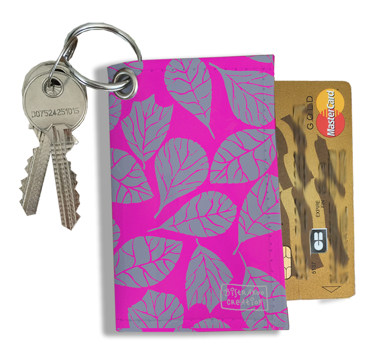 Porte-Clés Pratique pour Cartes & Photos - Accessoire compact pour ranger vos cartes et clés en toute facilité - Feuillage