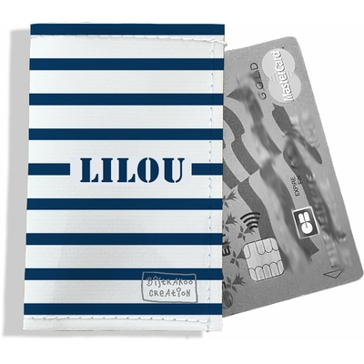 Porte-Cartes Personnalisable - Accessoire pratique et polyvalent, idéal pour ranger cartes et permis de conduire en toute sécurité - marinière bleu marine