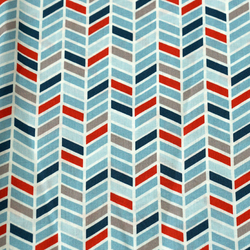 Coton chevrons bleu, gris et orange