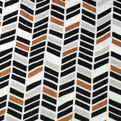 Coton chevrons noirs, gris et cuivre
